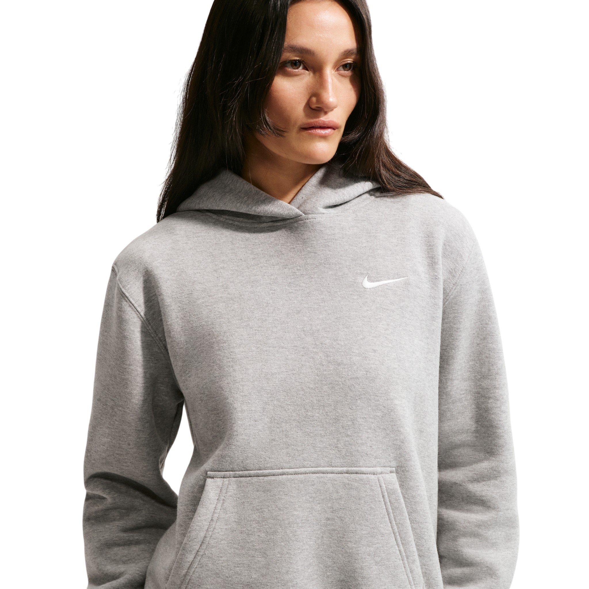 Nike Women's Studio Fleece Medium Weight Embroidered Logo Pullover Hoodie - Grey - GREY